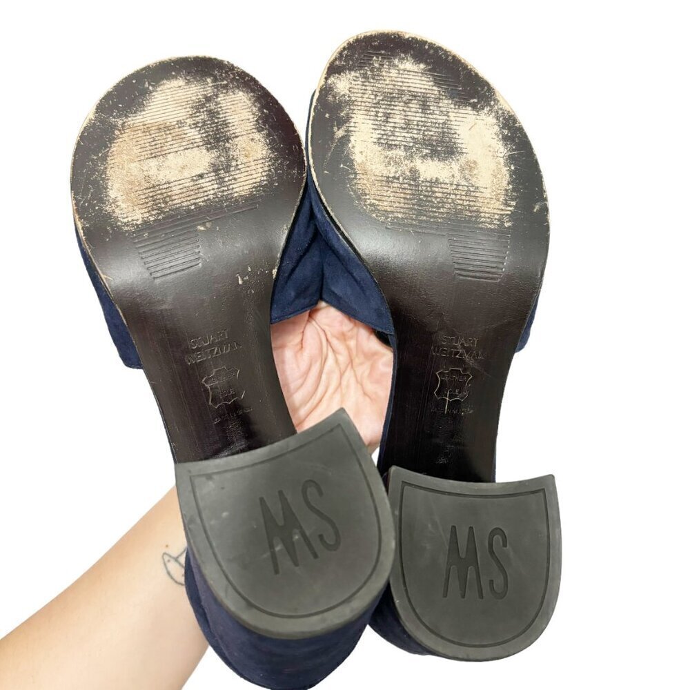 STUART WEITZMAN Soho Gal Navy Blue Sandals 9.5 M - Picture 4 of 9